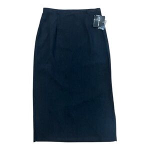 Sag Harbor Faux Suede Leather Full Length Black Skirt Size 12 Women NWT